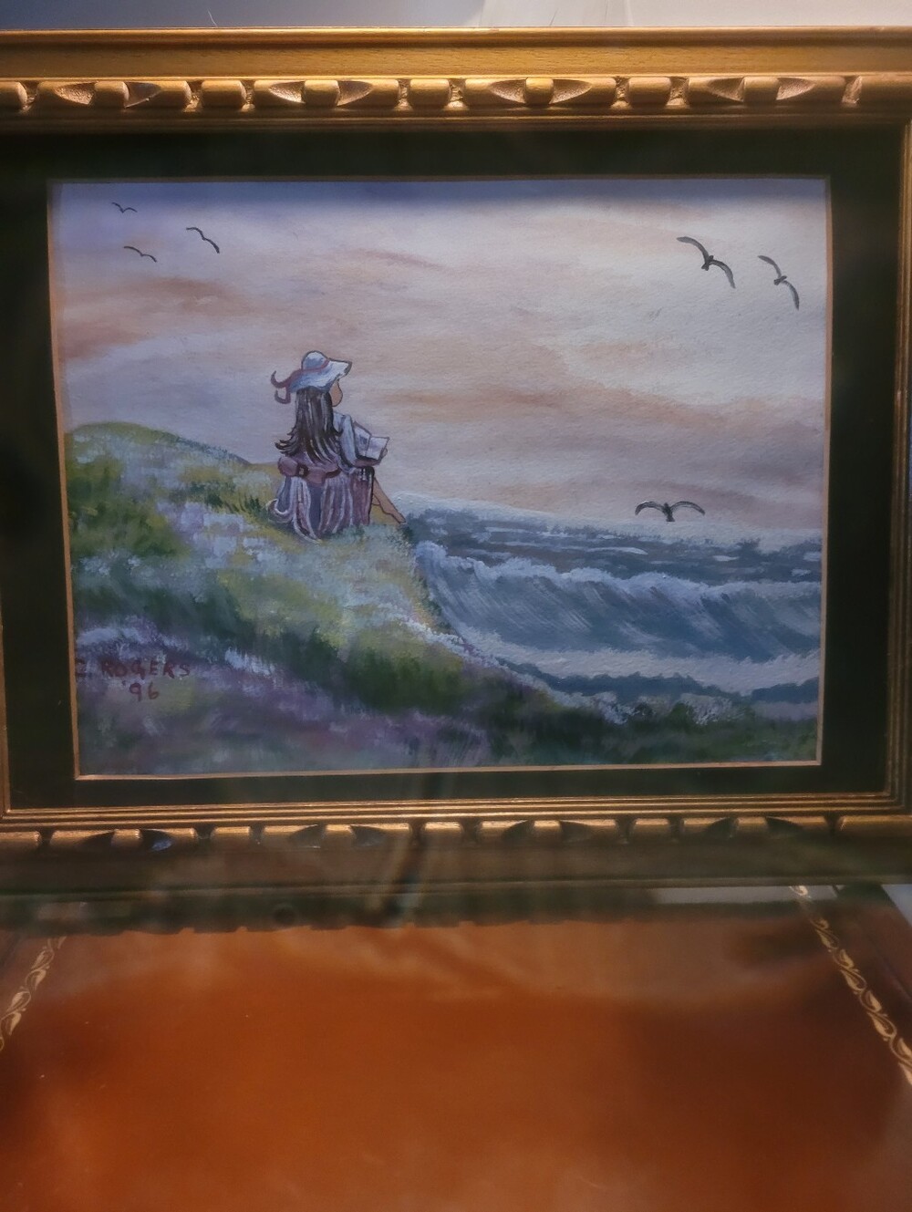 Vintage Original Coastal Painting Signed C. Rogers '96 – Framed Seascape Art